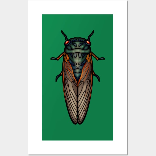 Art Nouveau Cicada Black Outline Wall Art by RJKpoyp